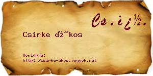 Csirke Ákos névjegykártya